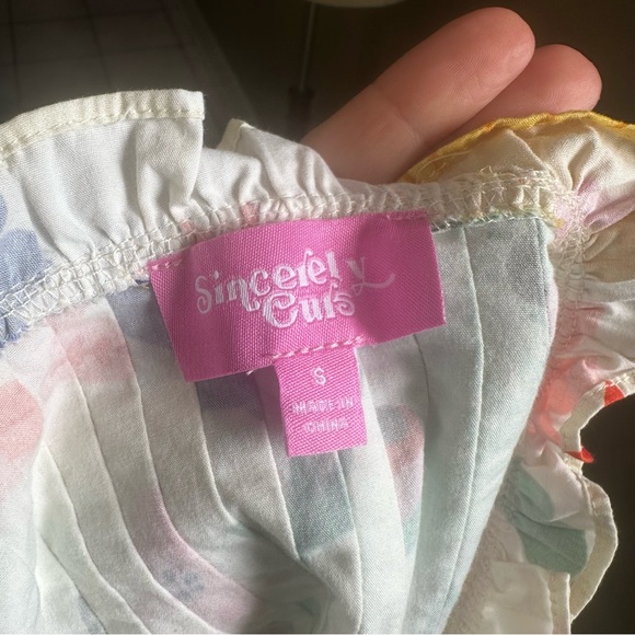 Floral Ruffle Sleeve Top Sincerely Ours Nora EUC Pretty Peacock - Picture 14 of 14